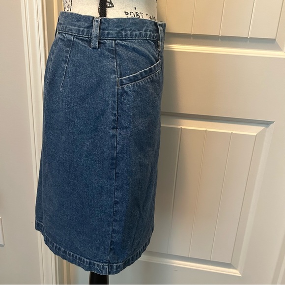 Eddie Bauer Vintage Denim Jean Skirt Button Front Deep Pockets 100% Cotton    10 - Picture 4 of 14
